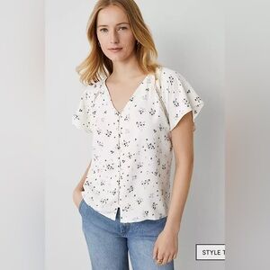 Ann Taylor Cream Floral Blouse